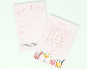 Fully Customizable Bachelorette Invites, Itinerary Timeline, The Hamptons, Modern Bachelorette Party, Editable Template, Instant Download