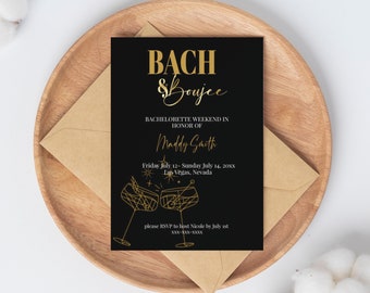 Bach & Boujee Bachelorette Einladung, Moderne Reiseplan Vorlage (Digitaler Download)