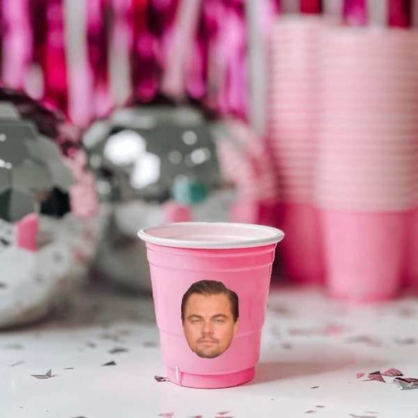 Groom Face Pink Plastic Shot Glasses, Pink Solo Cup Shot Glass, Bachelorette Party, Grooms Face Decoration, Groom Face Party Favors, Cup