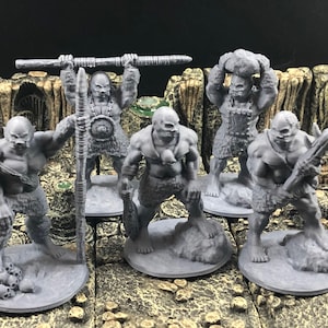 Fearsome Ogres Miniatures | Set of 5 - 28mm scale D&D Monsters - Tabletop RPG Miniature