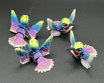 Rainbow Articulated Hummingbird – 3D Printed Fidget Toy