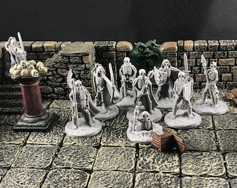 Skeleton Horde Miniatures | Set of 9 - 28mm D&D Monsters - Tabletop RPG Miniature