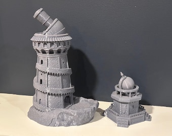 Observatory-Themed Dice Tower and Matching Dice Box Set - Perfect for Tabletop RPGs and Dice Collectors