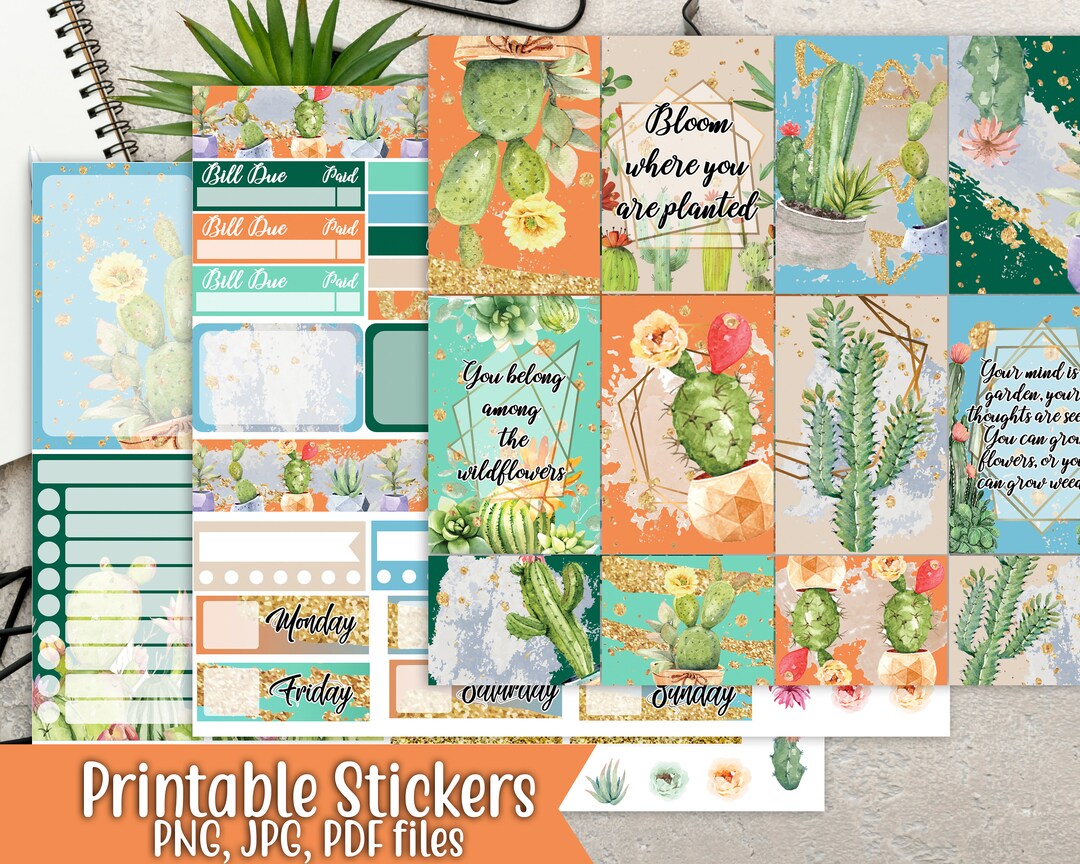 Printable Happy Planner Cactus Love Sticker Planner Weekly Kit Digital ...