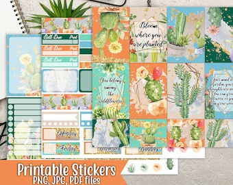 Printable Happy Planner Cactus Love Sticker Planner Weekly Kit Digital Download - HP03