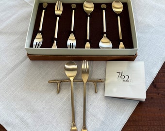 Korean Premium Bronzeware BANGJJA YUGI 한국 유기 놋그릇 - Tea Fork Tea Spoon Set - Gift Set - Fruit Forks - Dessert Spoon - Dessert Cutlery