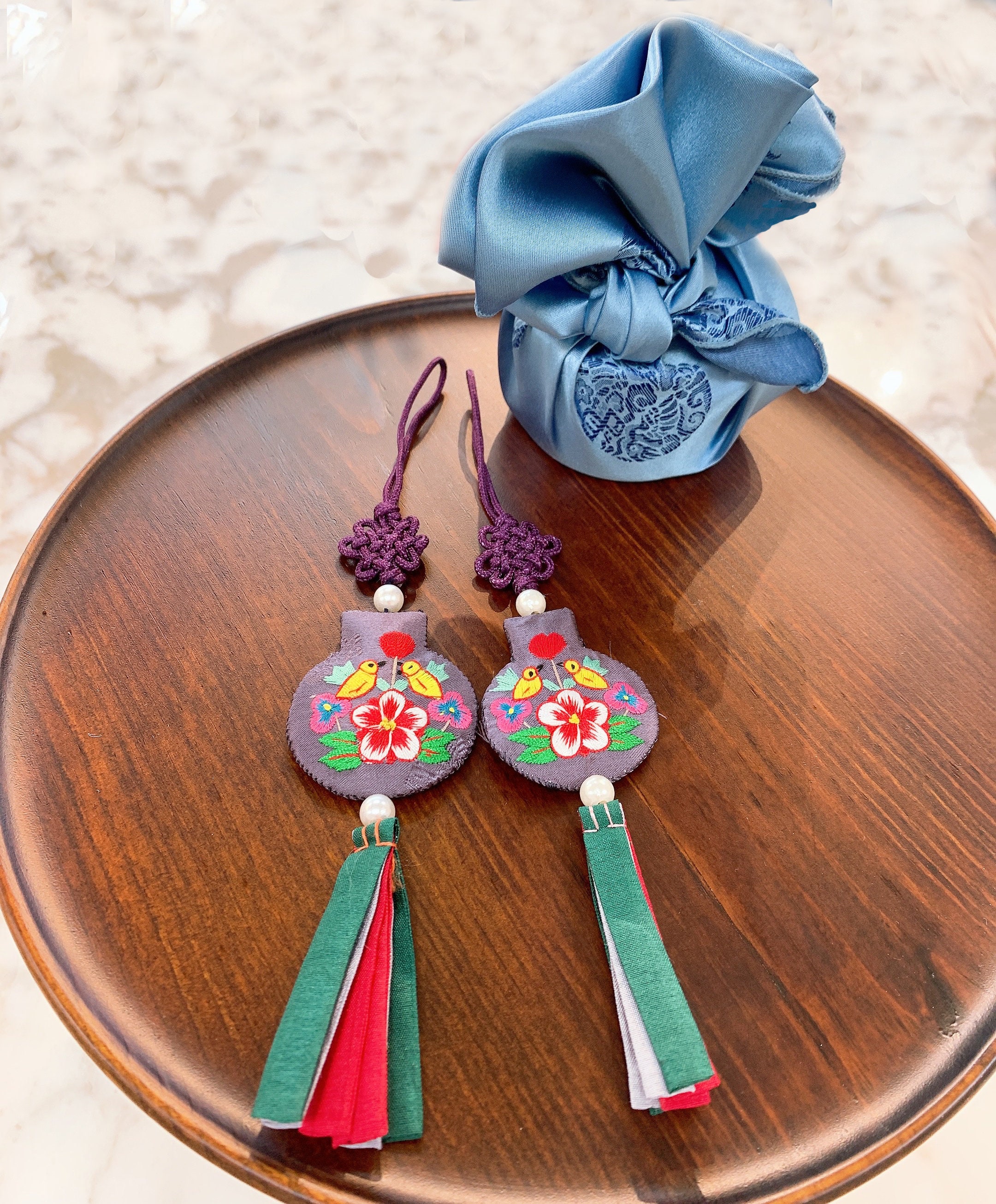 Korean Traditional Pendant 2 Piece Set , Norigae Accessory