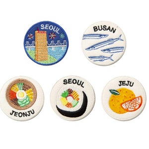 Hohodang Brooch 2-piece (Good for gift wrapping deco) Seoul, Busan, Jeju, Korea City design Badges