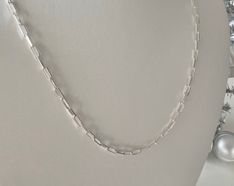 Sterling Silver Paperclip Link Chain Necklace, Sterling Silver Necklace, Everyday Necklace, Layering Silver Necklace, Adjustable Necklace