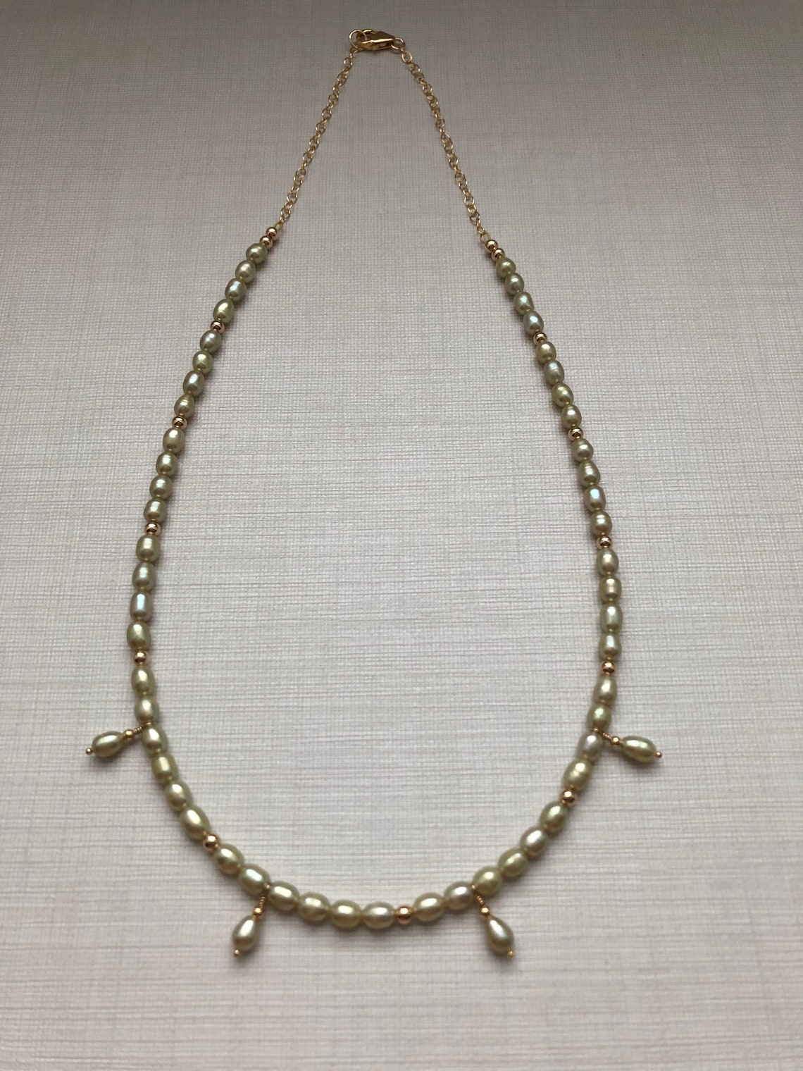 Light Green Freshwater Pearl Necklace Freshwater Pearl Dangle Etsy