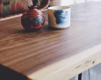 Live Edge Black Walnut Coffee Table, Walnut Bench