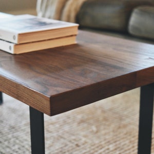 Solid Walnut Coffee Table, Farmhouse coffee table, Solid Wood coffee table, Industrial coffee table with Metal Legs, Small Coffee table