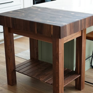 Walnut Kitchen Island Butcher Block Kitchen Island, Unique Butcher Block Island for Kitchen