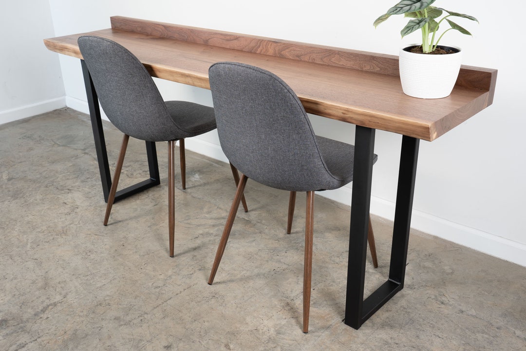 Live Edge Wood Bar Table With Edge Handmade Walnut Sofa Table Bar Top