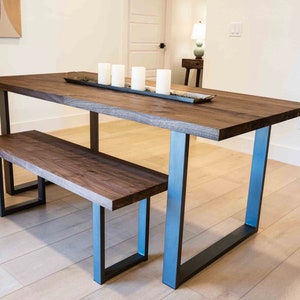 Custom Solid Walnut Dining Table with U-shape Legs