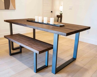 Custom Solid Walnut Dining Table with U-shape Legs