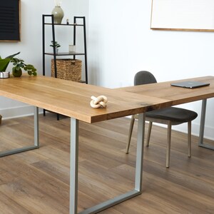 Customizable Solid Oak L shaped Computer Desk, Solid Wood L Shape Desk Office table WFH Large Desk Computer Table Corner Desk, L Desk