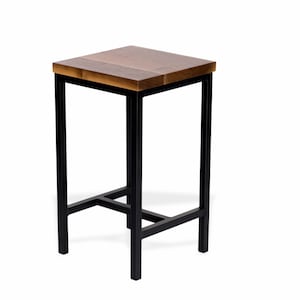 Customizable Walnut Bar Stool Straight Edge Black Walnut Bar Height Stools - Solid Walnut Stool
