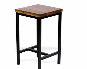 Customizable Walnut Bar Stool Straight Edge Black Walnut Bar Height Stools - Solid Walnut Stool