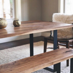 Custom Solid Walnut Dining Table with U-shape Legs