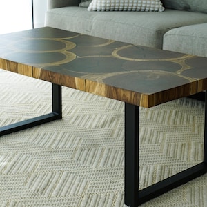 Eclipse Solid Walnut Coffee Table, Solid Wood coffee table, Unique coffee table with Metal Legs