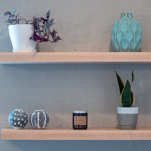 Solid Maple Floating Shelf Customizable Shelving - Easy Mount Heavy Duty Steel Bracket and Fasteners Included