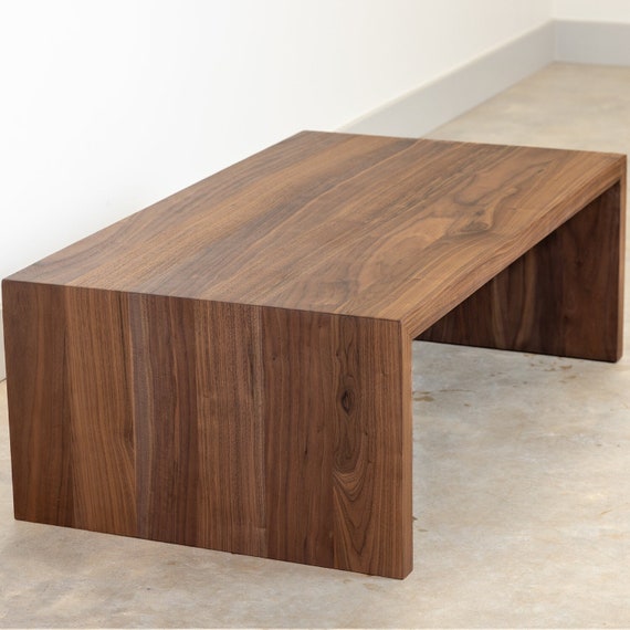 Modern Waterfall Coffee Table Walnut Oak Mid Century Modern