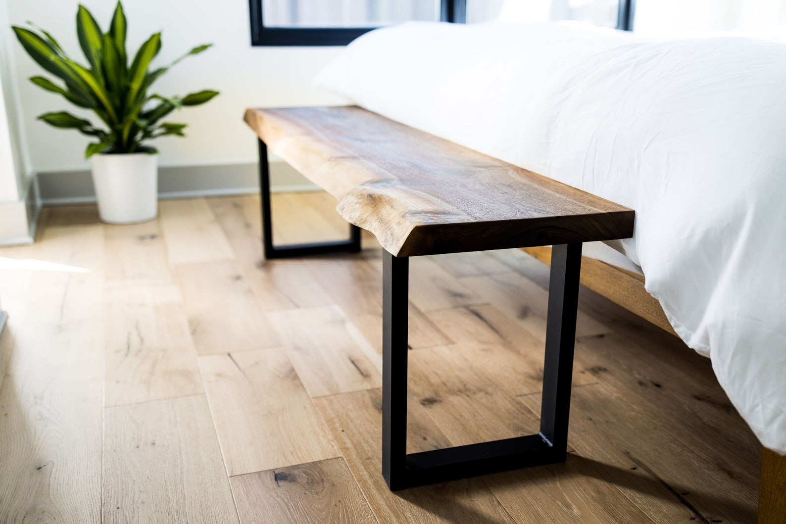 Bedroom Bench Handmade Live Edge Black Walnut Bench for End of Etsy