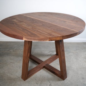 Solid Wood Round Dining Table for Kitchen Sits 4- Solid Wood Dining Table Custom Made Choose from Walnut, Maple or White Oak