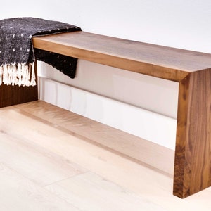 Handmade Modern Waterfall Bench Modern Wood Bench Bedroom Bench, end of Bed Bench, Entry Way Bench, Entry Seat, Dining Table Bench Custom image 4
