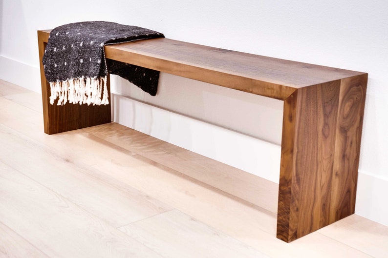 Handmade Modern Waterfall Bench Modern Wood Bench Bedroom Bench, end of Bed Bench, Entry Way Bench, Entry Seat, Dining Table Bench Custom image 4