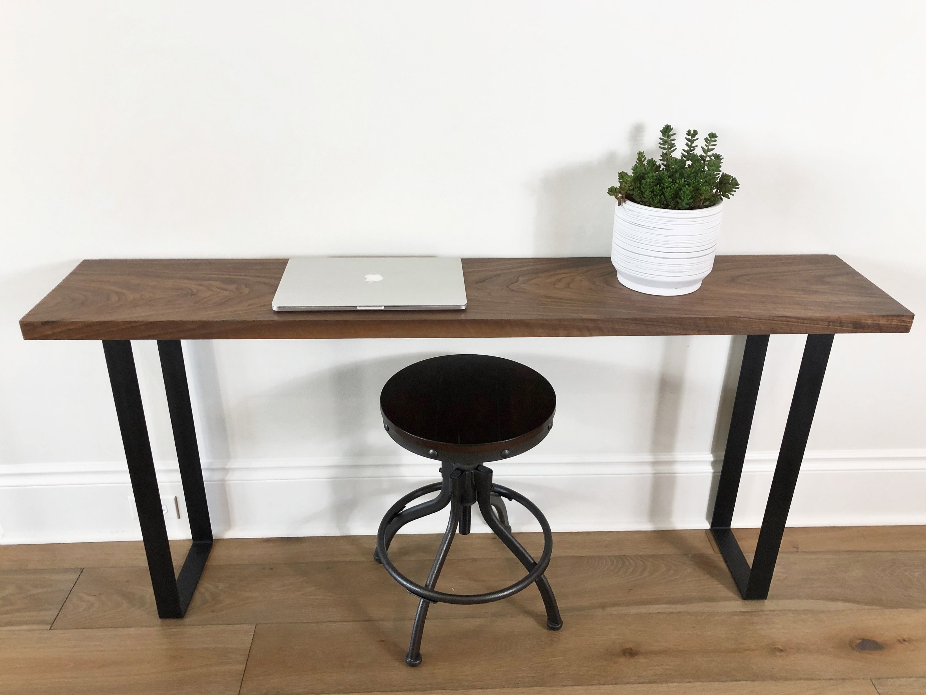 Solid Black Walnut Narrow Office Desk 