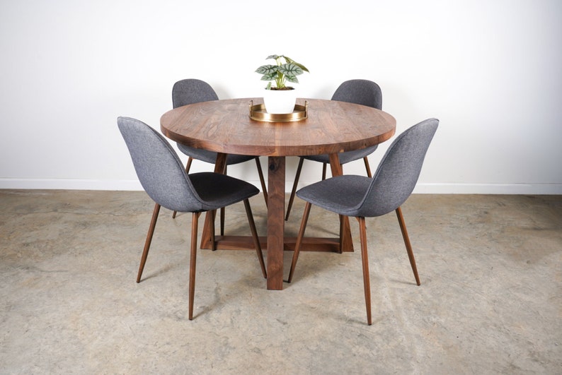 Solid Wood Round Dining Table – Walnut, Maple, White Oak Custom Options ...
