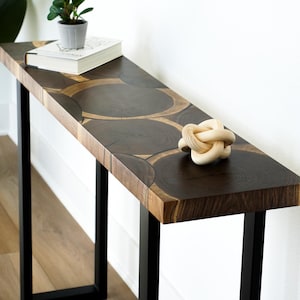 Eclipse Solid Walnut Coffee Table, Solid Wood coffee table, Unique coffee table with Metal Legs