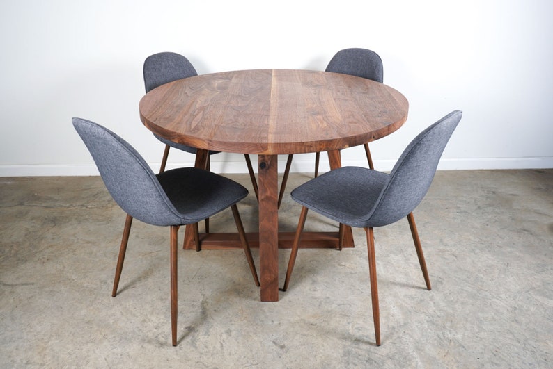 Solid Wood Round Dining Table – Walnut, Maple, White Oak Custom Options ...