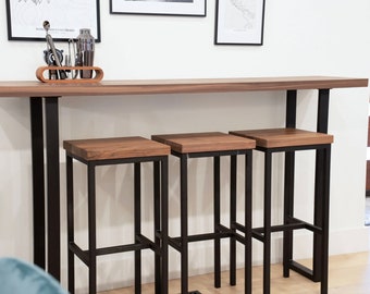 Customizable Solid Walnut Bar Table - Bar Top | Modern Bar w/o Stools | Solid Wood Bar I Walnut Table