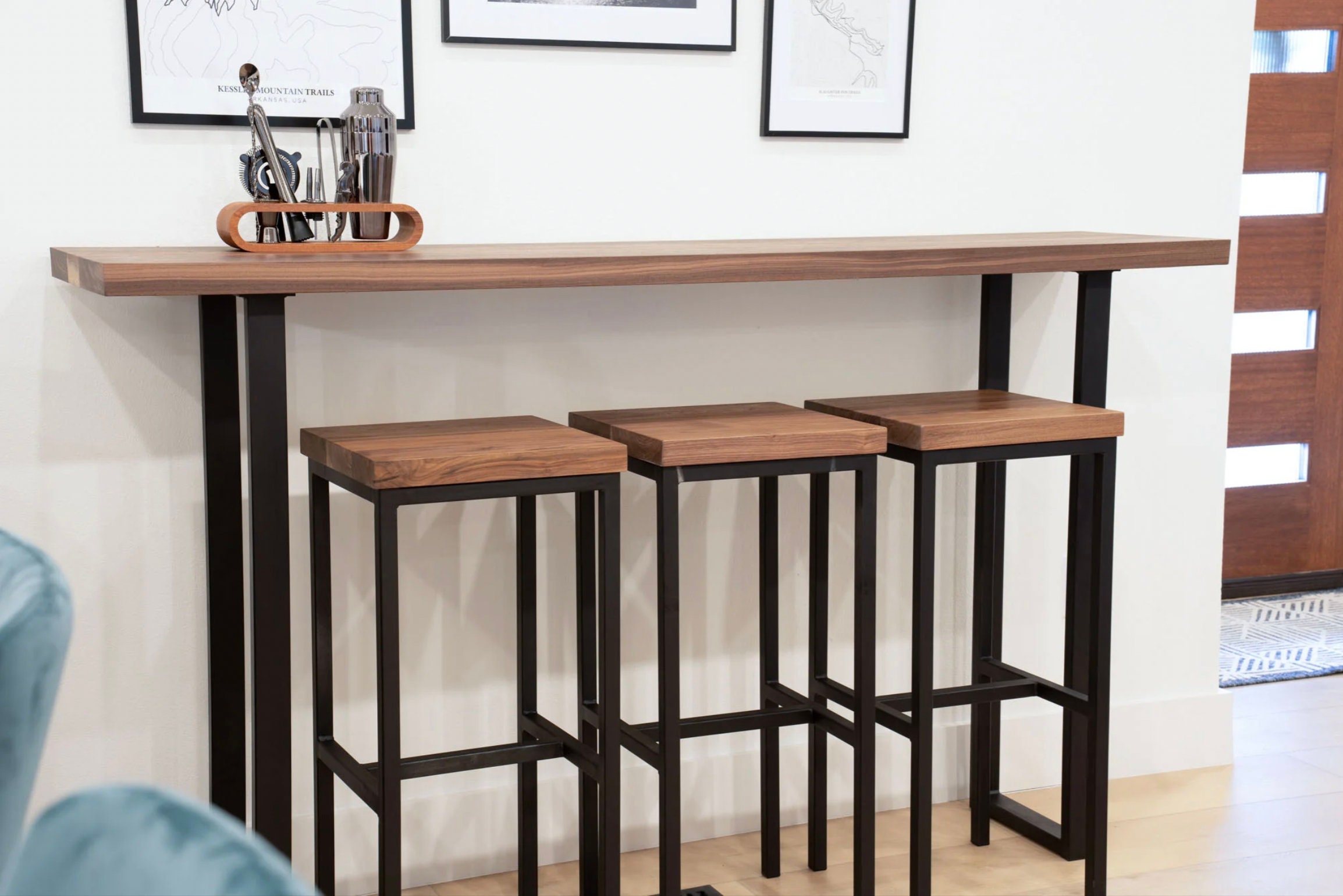 Customizable Solid Walnut Bar Table Bar Top Modern Bar w o Stools Solid Wood Bar I Walnut Table Etsy