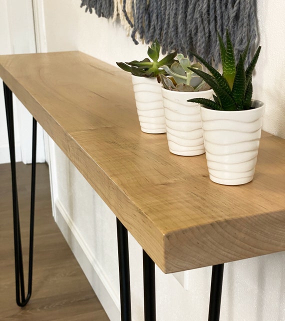 Narrow Console Table In Solid Walnut Or Maple With Hairpin Narrow Console Table In Solid Walnut Or, How To Make A Console Table With Hairpin Legs