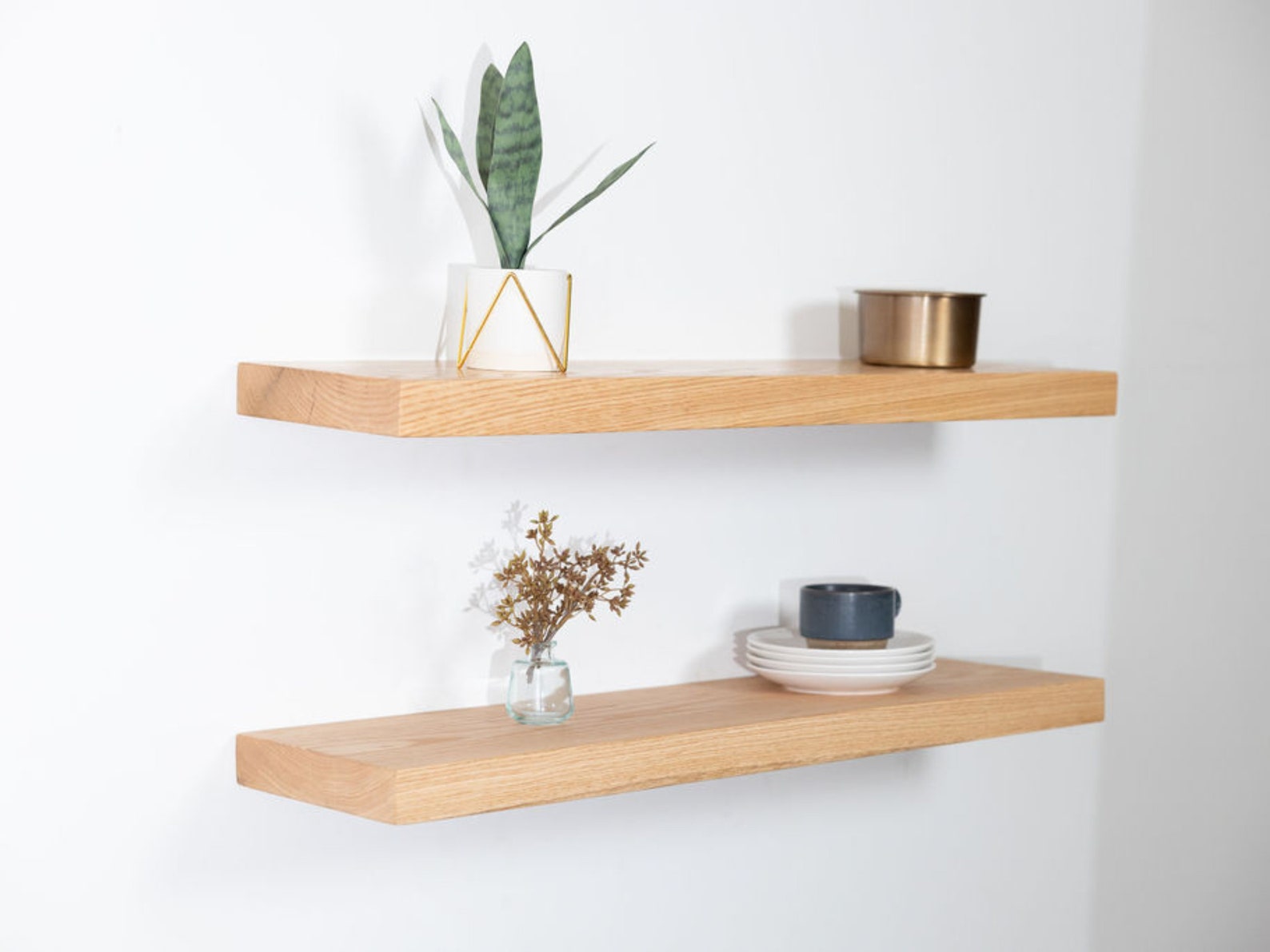 White Oak Floating Shelf With Bracket Light Wood Floating Etsy