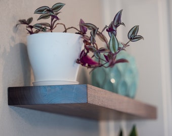 Solid Walnut Floating Shelf – Easy Mount Rustic Wall Decor