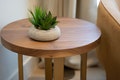 Walnut Round End Table - Solid Wood Round Side Table for Living Room or Bedroom Night Stand - Wood Accent Table Nightstand with Metal Legs