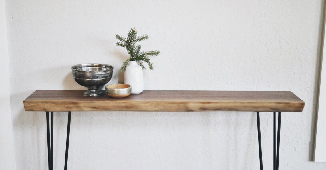 Live Edge Walnut Narrow Wall Mounted Console Table with Etsy