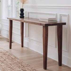 Customizable Walnut Entry Table – Farmhouse Console, Solid Wood Foyer Furniture