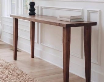 Customizable Walnut Entry Table – Farmhouse Console, Solid Wood Foyer Furniture