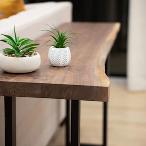 Live Edge Black Walnut Sofa Table, Handmade Bar Top, Pub Height Furniture