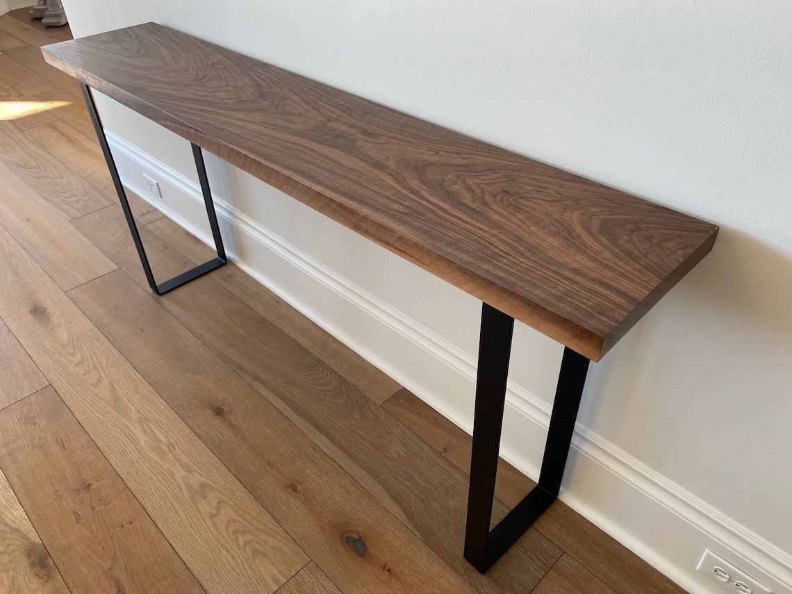 Solid Walnut Narrow Computer Desk Writing Desk Farmhouse Etsy