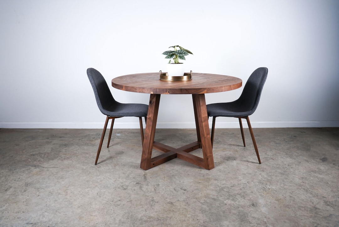 Solid Wood Round Dining Table – Walnut, Maple, White Oak Custom Options ...
