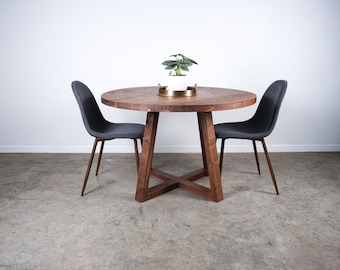 Solid Wood Round Dining Table – Walnut, Maple, White Oak Custom Options