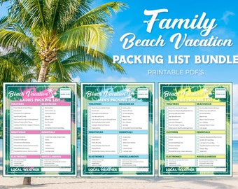 Beach Day Vacation Packing List Instant Printable Download for Fun in ...