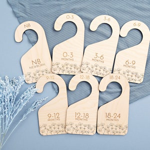 Nursery Closet Dividers | Baby Clothes Dividers | Floral Closet Dividers | Baby Shower Gift Ideas |  Wooden Baby Gifts | Nursery Organizing